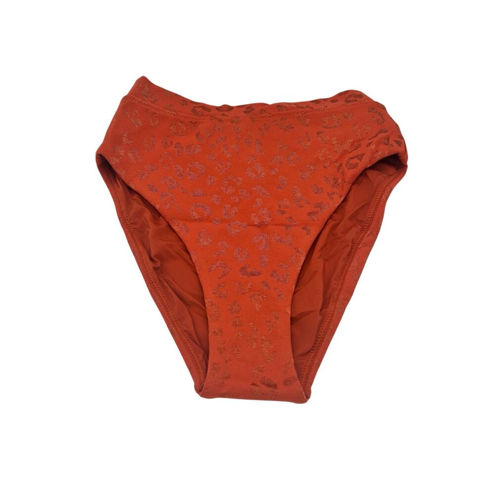 The Upside Decker High Leg Bikini Bottom Rust Leopard High Waist XS NWT
